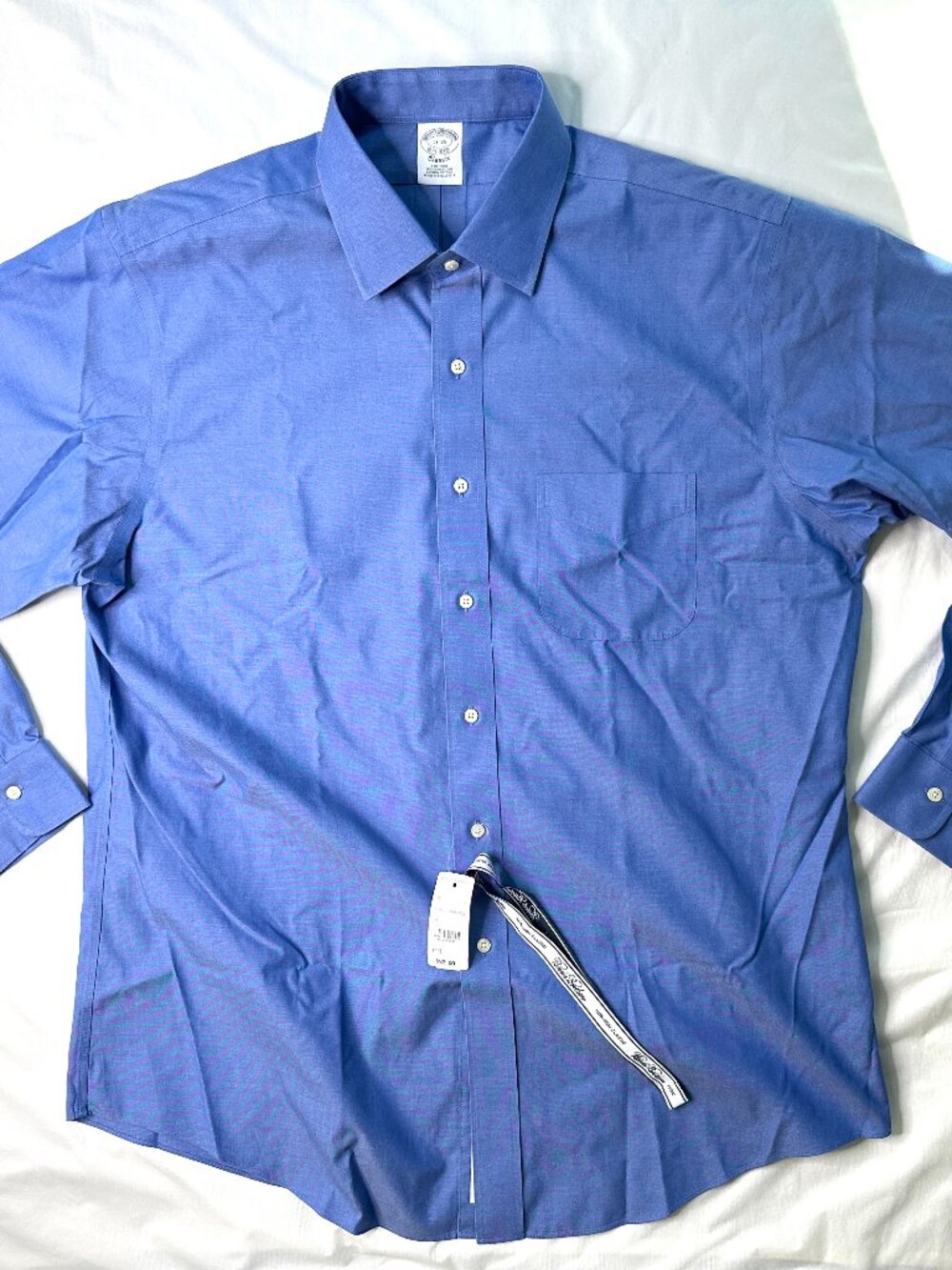Brooks Brothers Classic Dress Shirt 17-35 Blue Non-Iron 100% Supima Cotton NWT